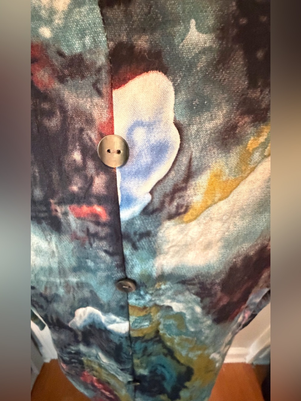 SHANA Multicolor Abstract Button-Front Top M - Picture 4 of 9